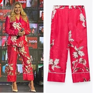 ZARA PRINTED CROPPED TROUSERS PANT NWT SZ M